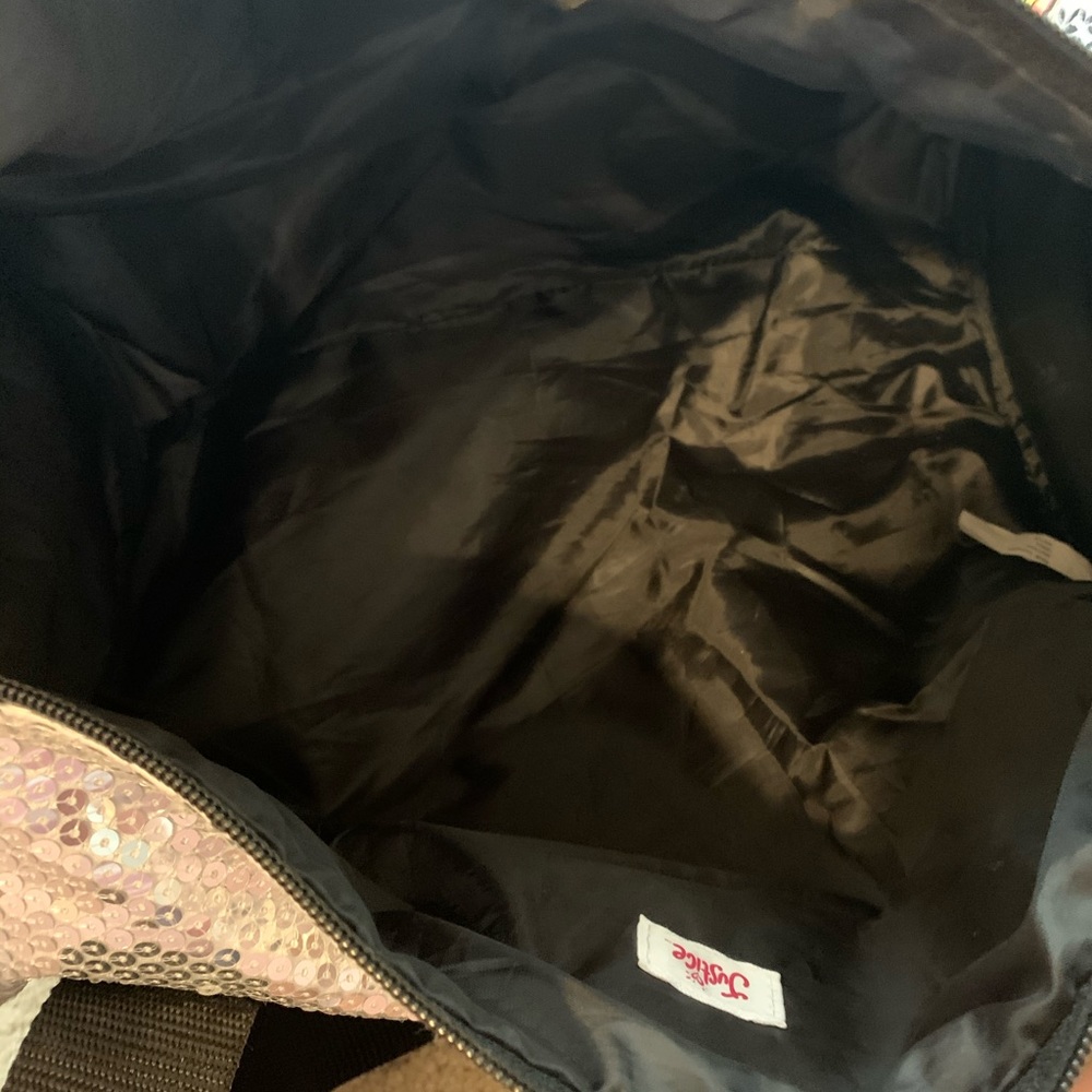 Justice “A” sequin duffel bag